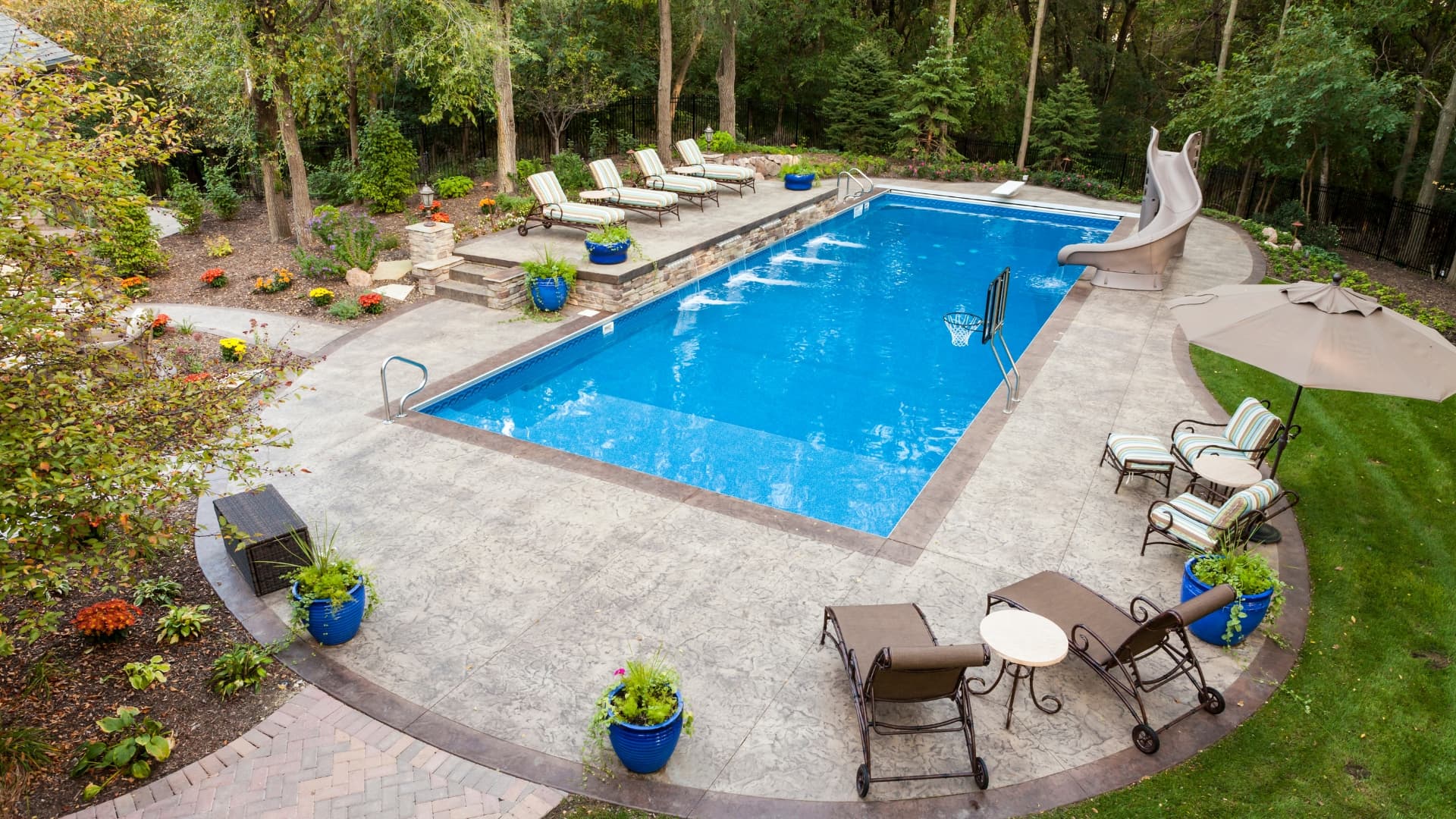 Clean backyard pool with clear water